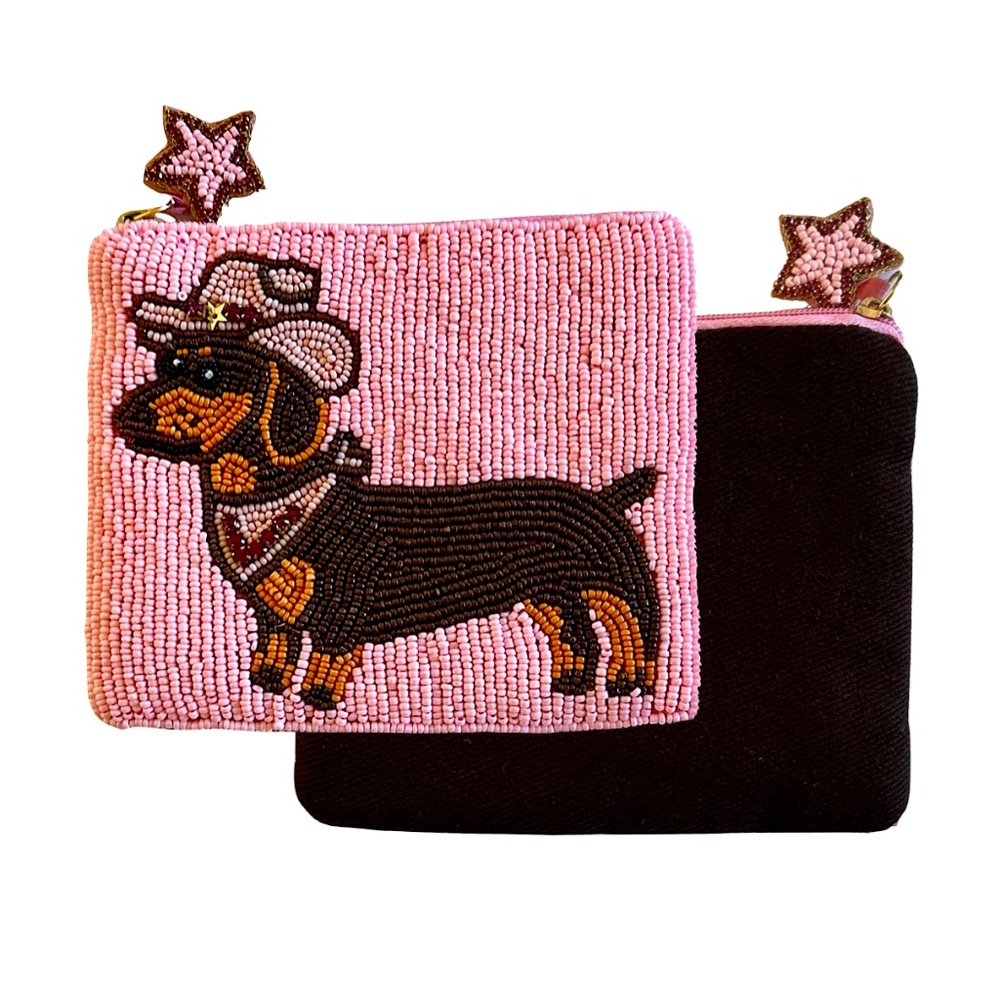 Dachshund Cowboy Coin Purse, Dog Beaded Bag Lily Posh - Picture 3 of 3
